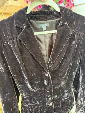 Apt. 9 Women's Crushed Velvet Blazer in Dark Brown with Sheen